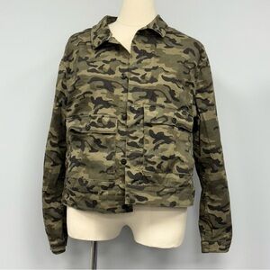 NWT Lularoe Kenny Demin Jacket 3XL Jungle Camouflage Unisex Jean Rare Unicorn 3X